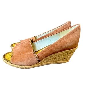 Jack Rogers Palmer Wedge Brown Suede Size: 9